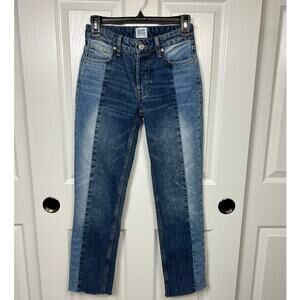 BDG Urban Outfitters Jessye Button Fly Two Tone Frayed Jeans Raw Hem 24x32